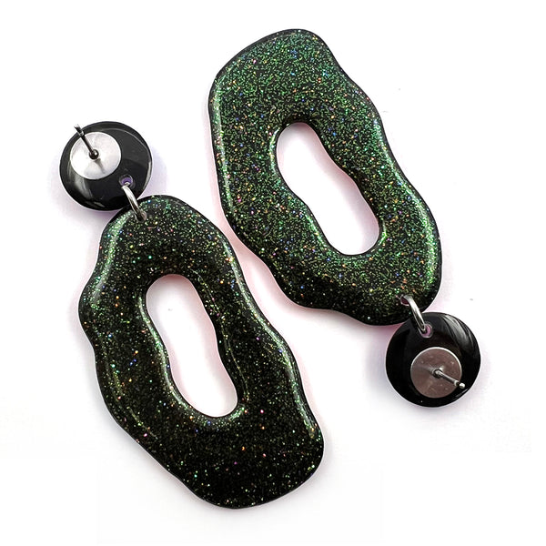 Ink + Resin Earring · Coral Hoop · 49