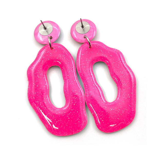 Ink + Resin Earring · Coral Hoop · 51