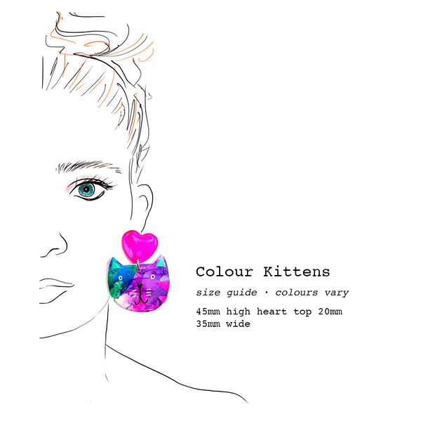 Ink + Resin Earring · Colour Kittens · 69