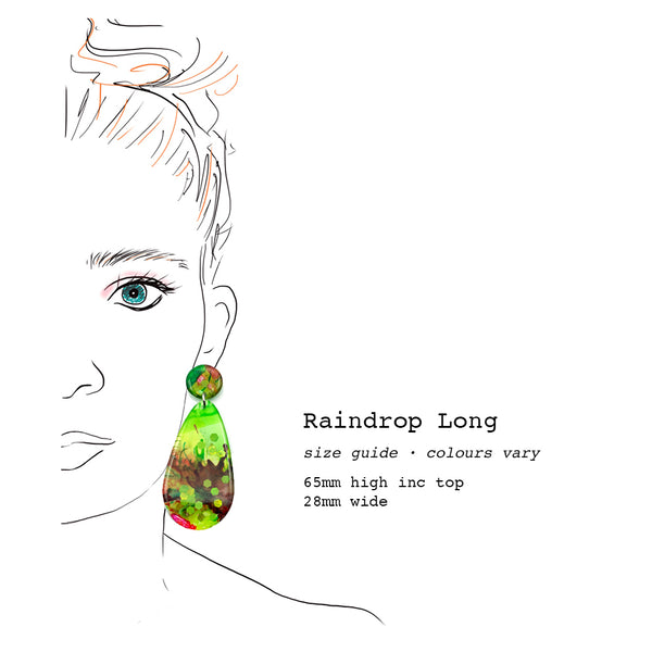 Ink + Resin Earring · Raindrop Long · 24