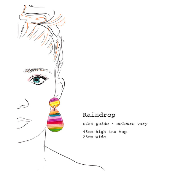 Ink + Resin Earring · Raindrop · Seaside · 13