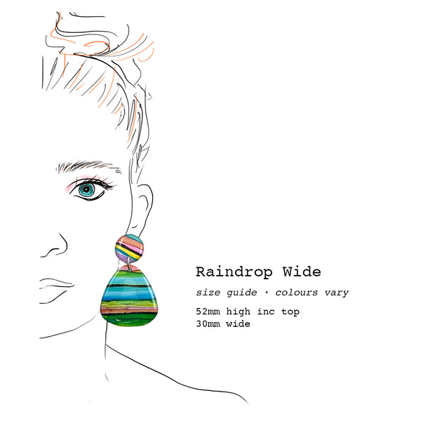 NOT QUITE PERFECT · Ink + Resin Earring · Raindrop Wide · Seaside · 21 (read description)