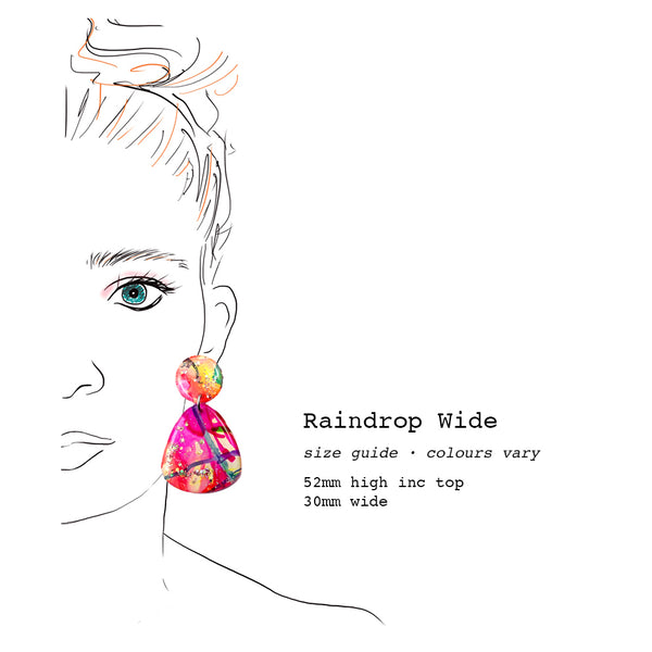 Ink + Resin Earring · Raindrop Wide · 13