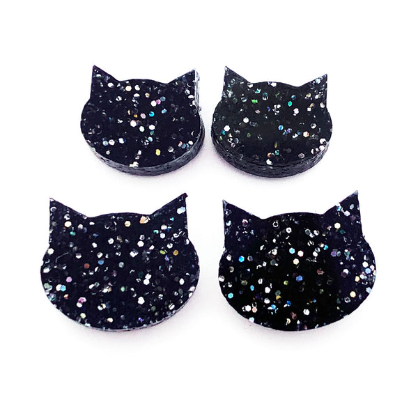 Cat Stud · Black with Glitter