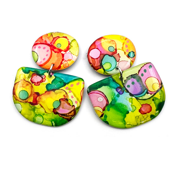 Ink + Resin Earring · Ivy · 01