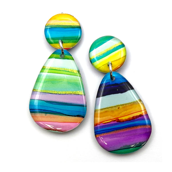 Ink + Resin Earring · Raindrop · Seaside · 10