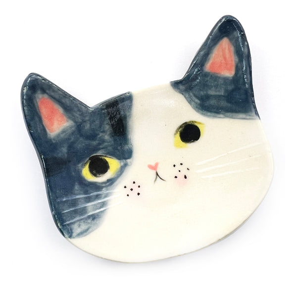 SECONDS · Cat Trinket Dish · Dark Blue · Stoneware (read description)