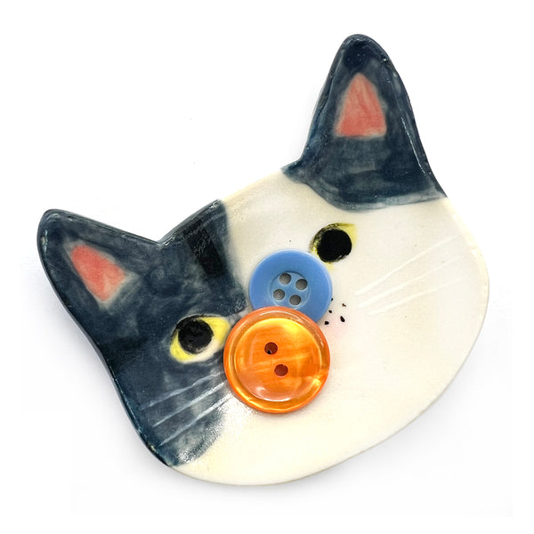 SECONDS · Cat Trinket Dish · Dark Blue · Stoneware (read description)