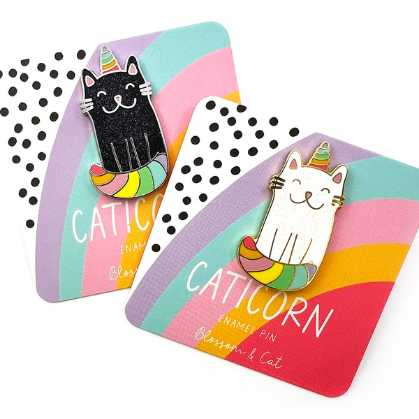Enamel Pin · Rainbow Caticorn · Choose Your Colour