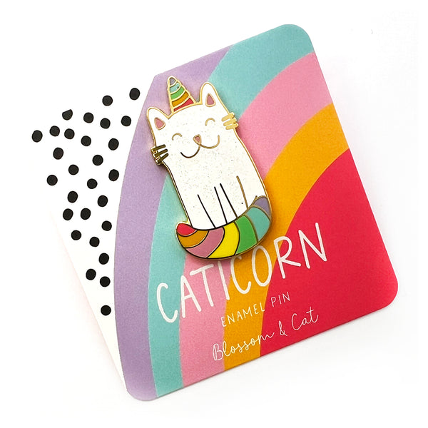 Enamel Pin · Rainbow Caticorn · Choose Your Colour