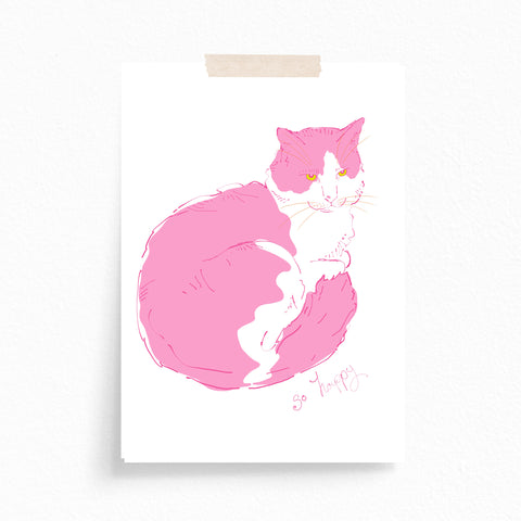 Greeting Card · Colourful Cats · Pink · So Happy