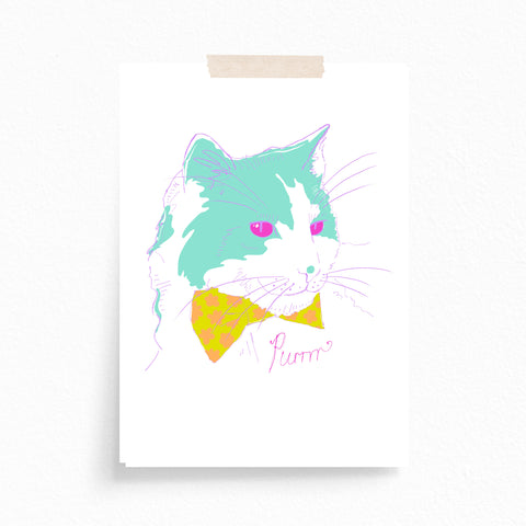 Greeting Card · Colourful Cats · Mint · Bow Tie