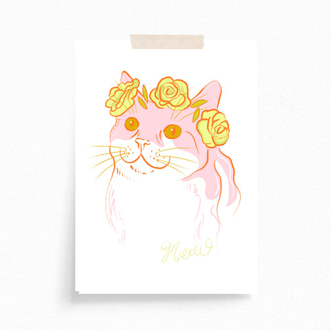 Greeting Card · Colourful Cats · Pink · Flowers