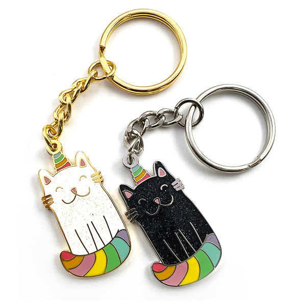 Enamel Keyring · Rainbow Caticorn · Choose Your Colour
