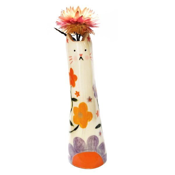 Tall Cat Vase · Flowers · 102