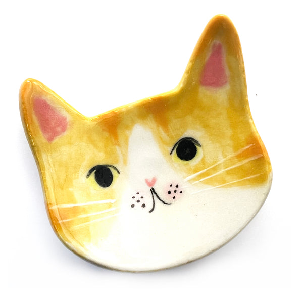SECONDS · Cat Trinket Dish · Yellow · Stoneware (read description)