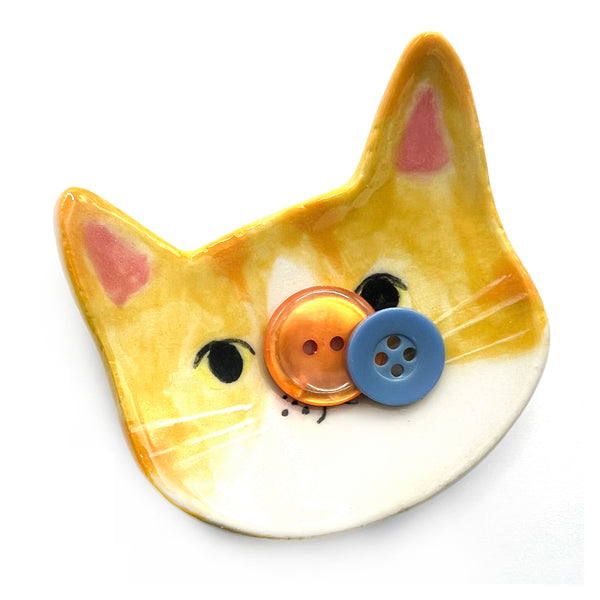 SECONDS · Cat Trinket Dish · Yellow · Stoneware (read description)