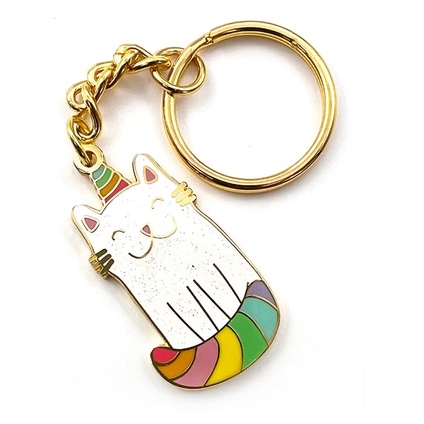 Enamel Keyring · Rainbow Caticorn · Choose Your Colour
