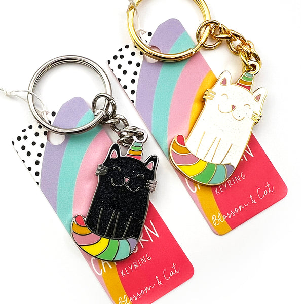 Enamel Keyring · Rainbow Caticorn · Choose Your Colour