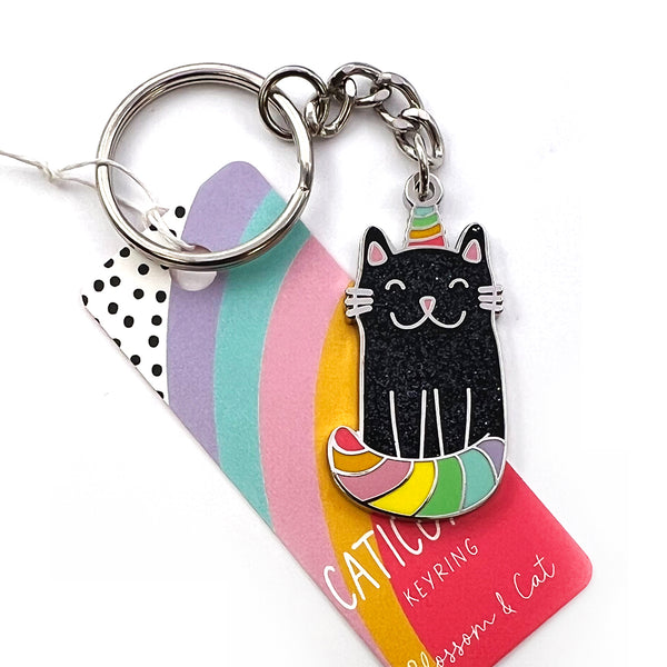 Enamel Keyring · Rainbow Caticorn · Choose Your Colour