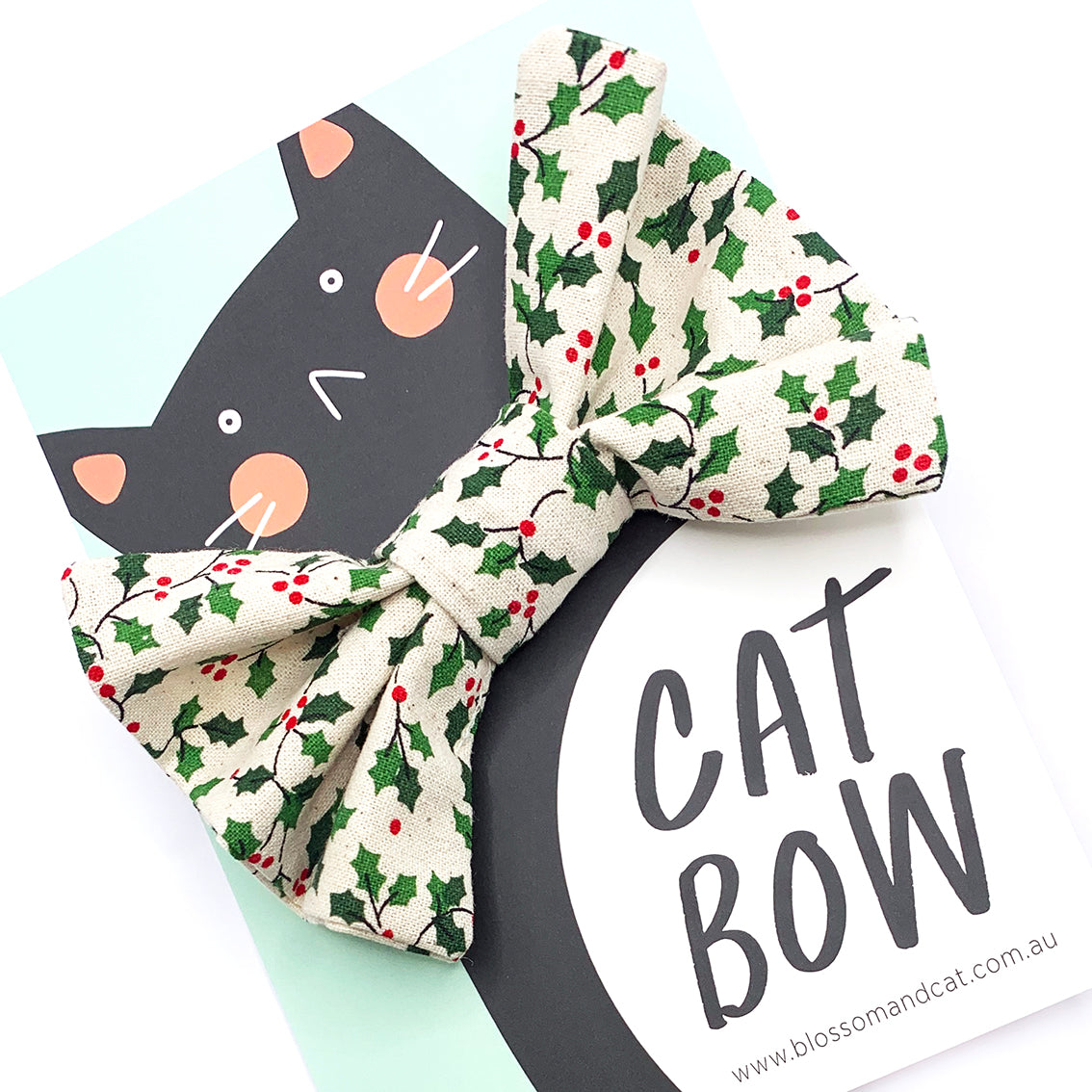 Cat Bow · For Collar · Holly Small Print