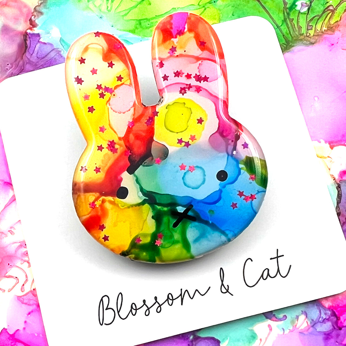 Bunny Brooch · Inky Resin · 03
