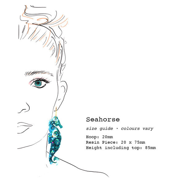 Resin Earring · Coral Garden · Seahorse · Green