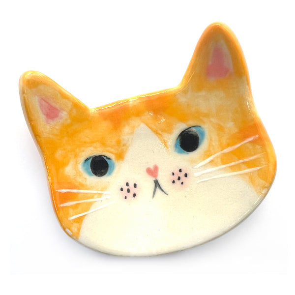 SECONDS · Cat Trinket Dish · Orange · Stoneware (read description)