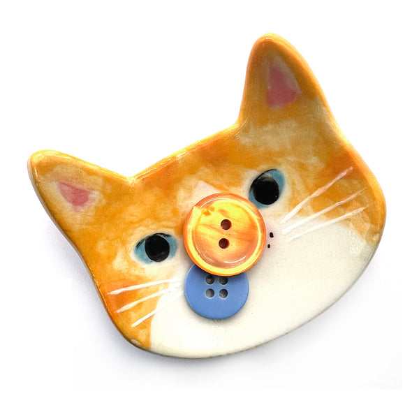 SECONDS · Cat Trinket Dish · Orange · Stoneware (read description)