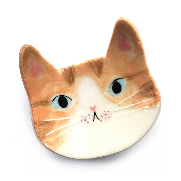 SECONDS · Cat Trinket Dish · Apricot · Stoneware (read description)