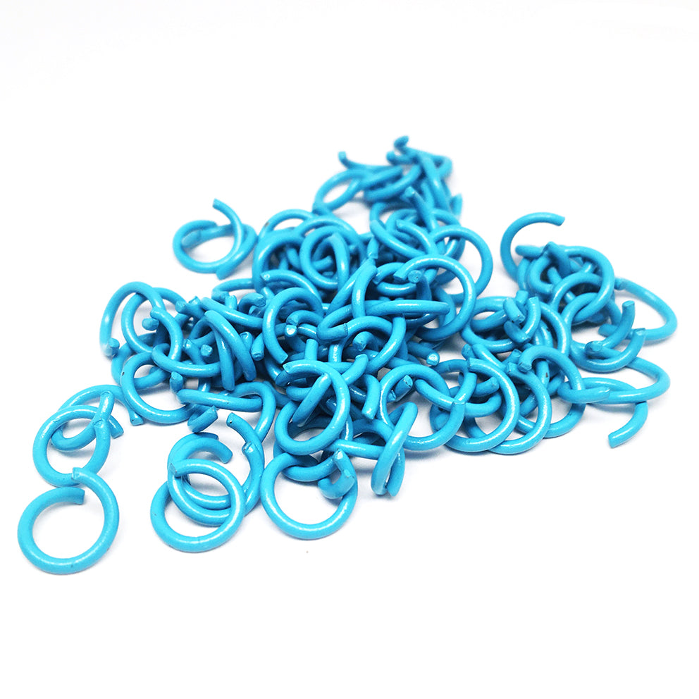 Coloured Jump Rings · 8mm · Cyan · 100 pieces