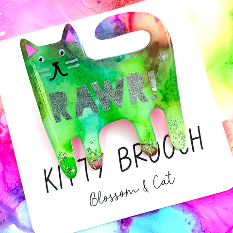 Kitty Brooch · Inky Resin · RAWR! · 06