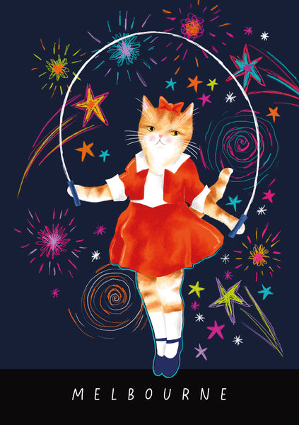 Art Print · Melbourne · Skipping Cat