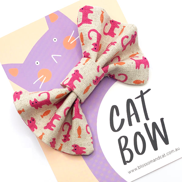 Cat Bow · For Collar · Tiny Pink Cats