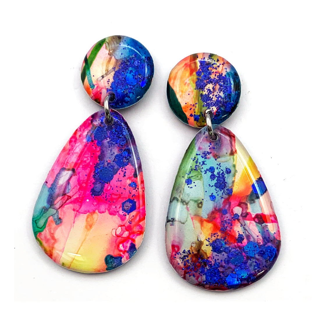 Ink + Resin Earring · Raindrop · 07