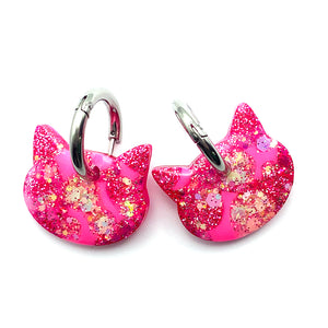 Resin Earring · Huggy Cat · Pink · 7