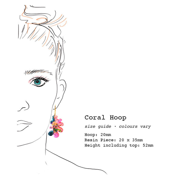 Resin Earring · Coral Garden · Mini Coral Hoop 12