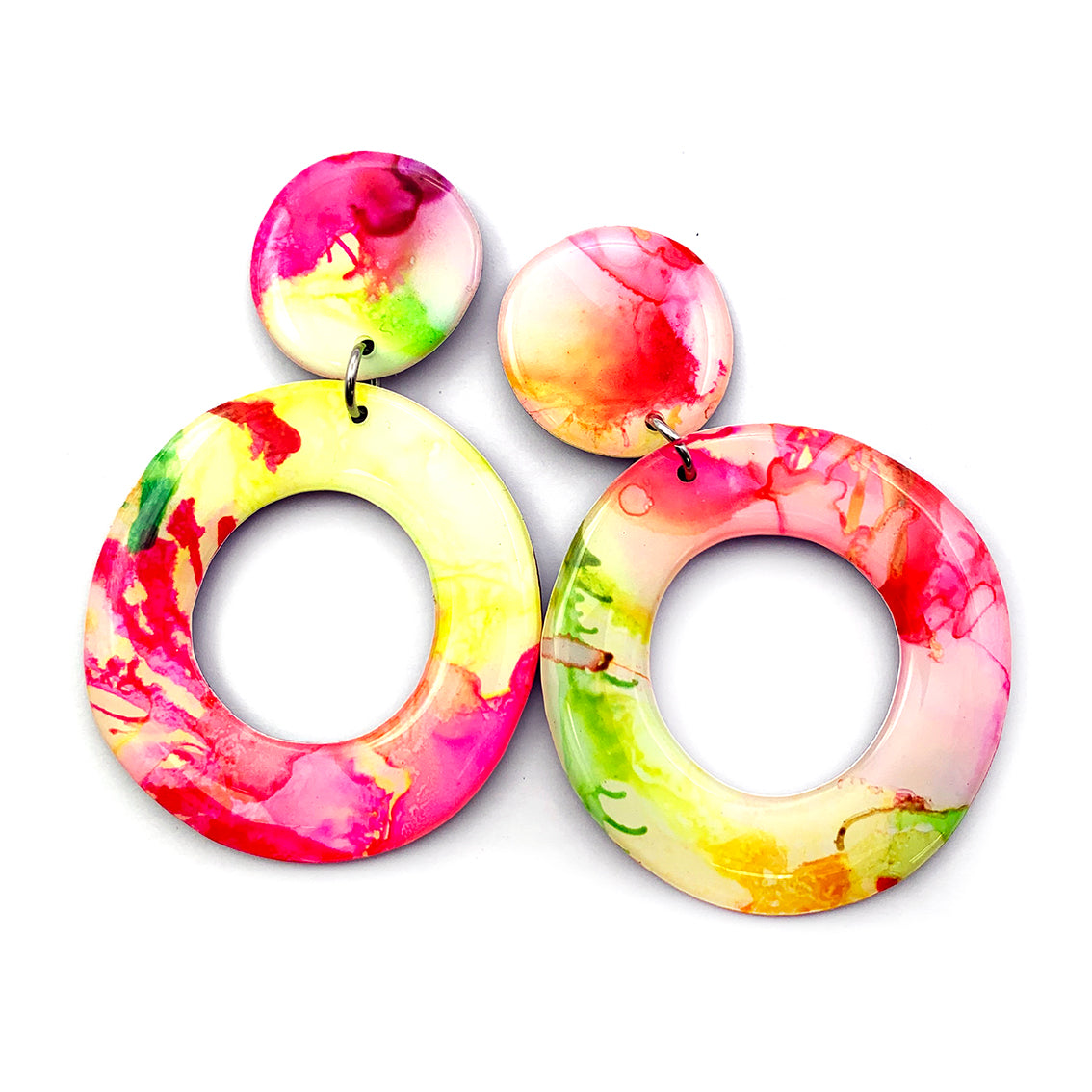 Ink + Resin Earring · Hoop · Wide · 08