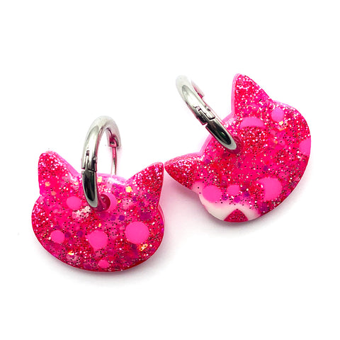 Resin Earring · Huggy Cat · Pink · 8