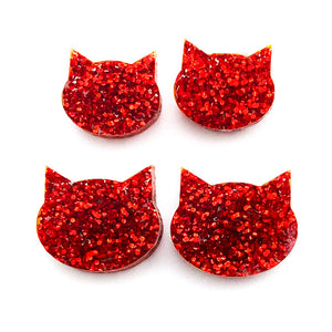Cat Stud · Red Glitter