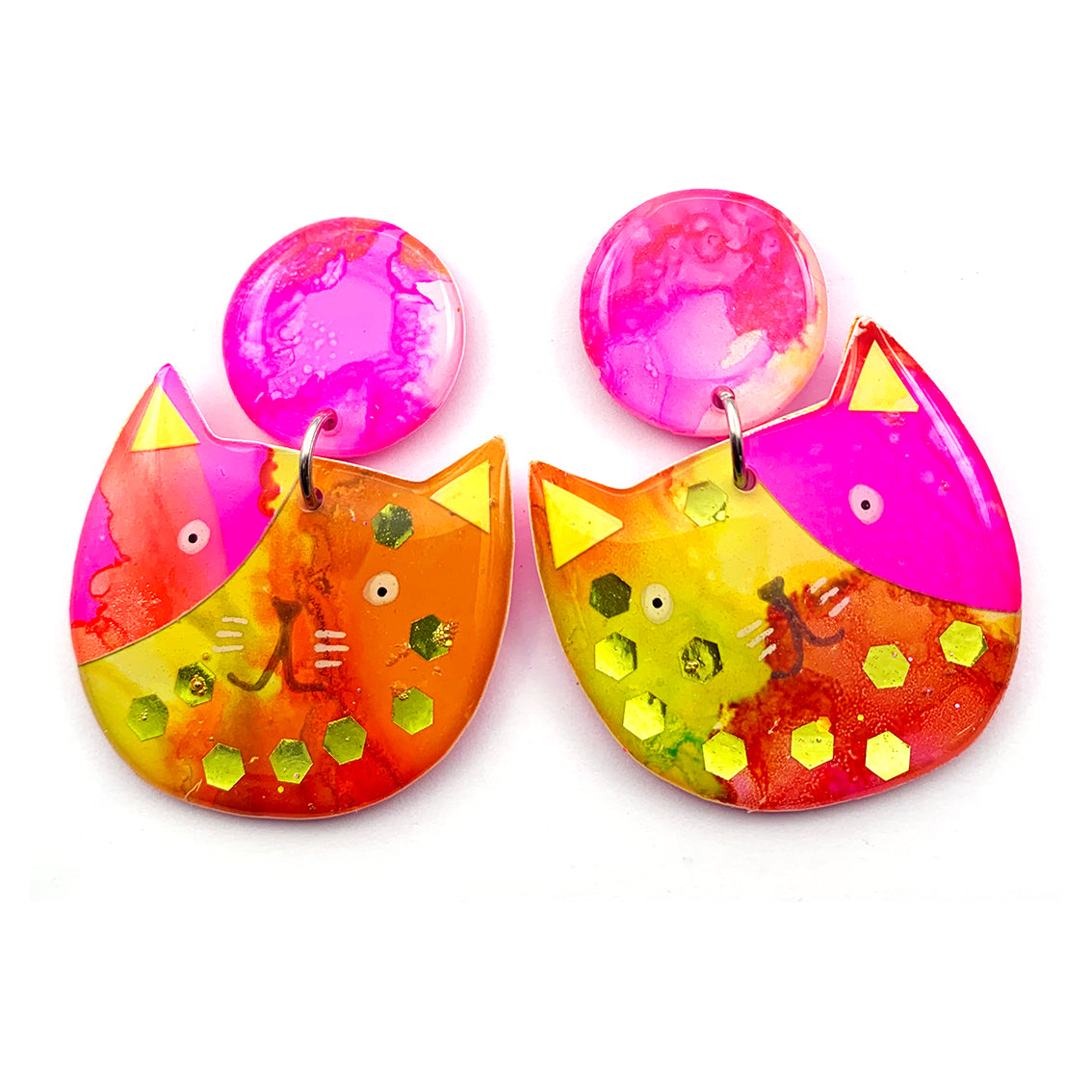 Ink + Resin Earring · Colour Kittens · 09