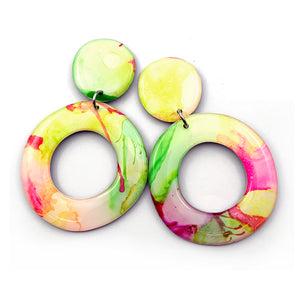 Ink + Resin Earring · Hoop · Wide · 09