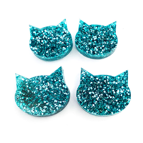 Cat Stud · Turquoise Glitter