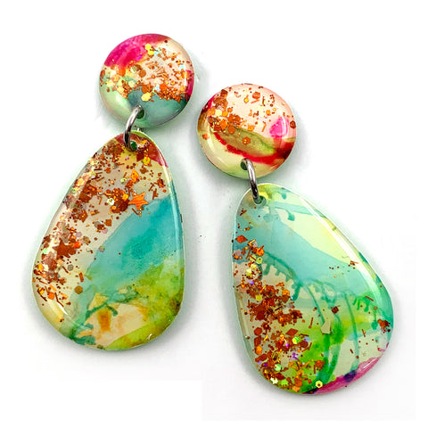 Ink + Resin Earring · Raindrop · 10