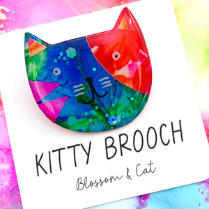 Kitty Brooch · Inky Resin · 107