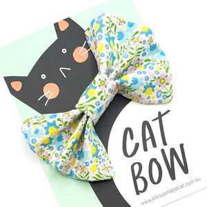 Cat Bow · For Collar · Blue Flowers