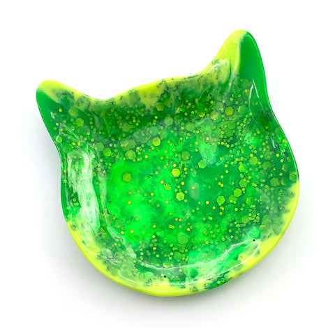 Kitty Trinket Dish · Green · 12