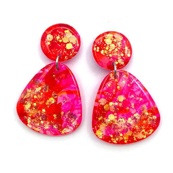 Ink + Resin Earring · Raindrop Wide · 13