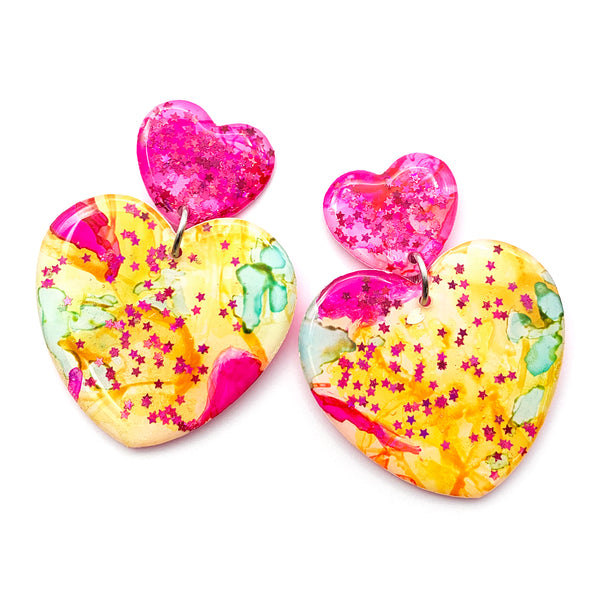 Ink + Resin Earring · i heart you · 14