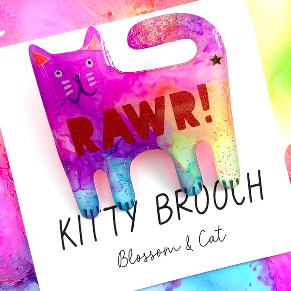 SECONDS · Kitty Brooch · Inky Resin · RAWR! · 15